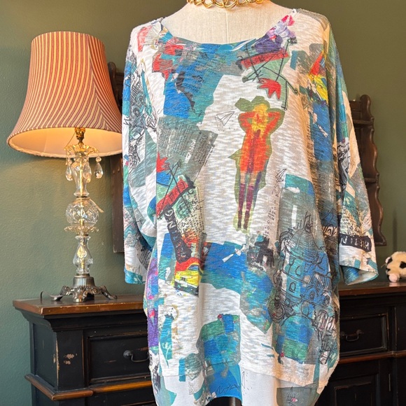 Inoah Tops - Inoah Colorful Artsy Women's Blouse